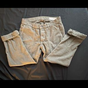 Rag & bone jean army green cargo pants with large pockets & rolled cuffs